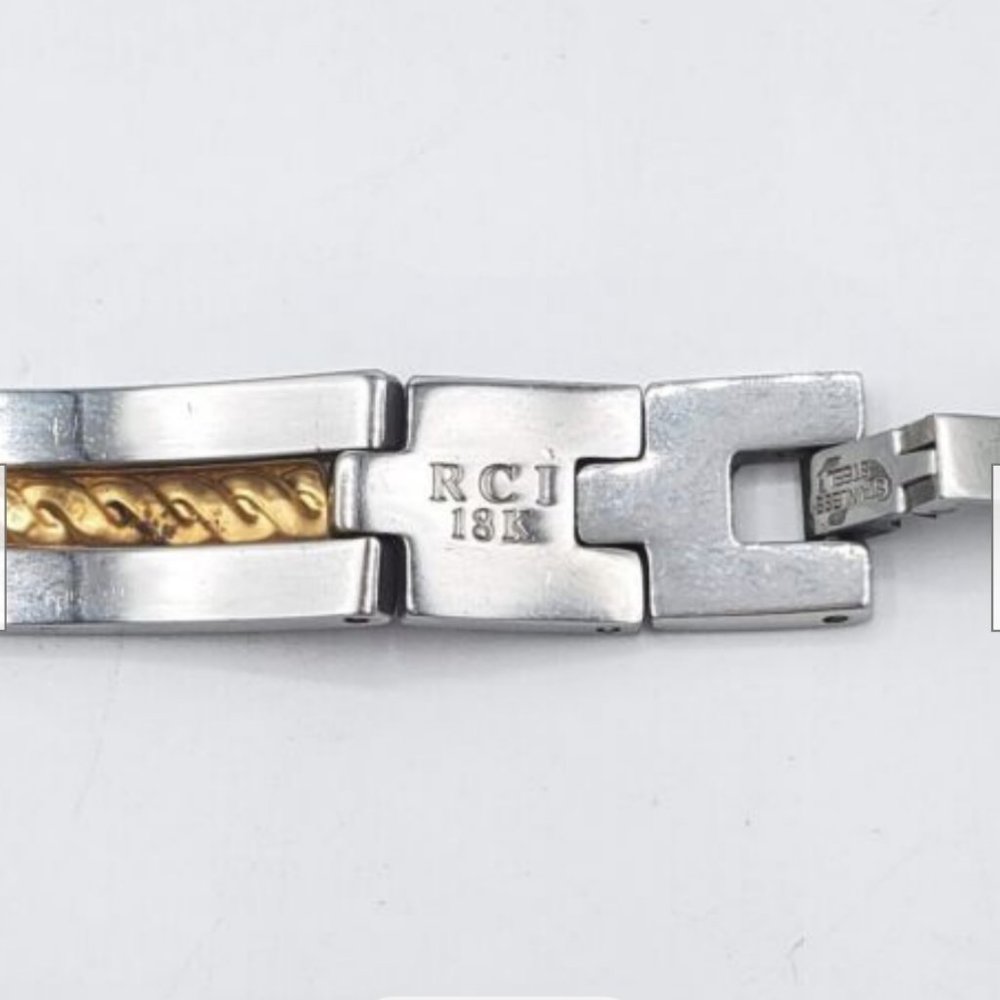 Rci Bracelet 18kt Stamped Gold Stainless Steel Mens Unisex Box Link 8.5 In View 4